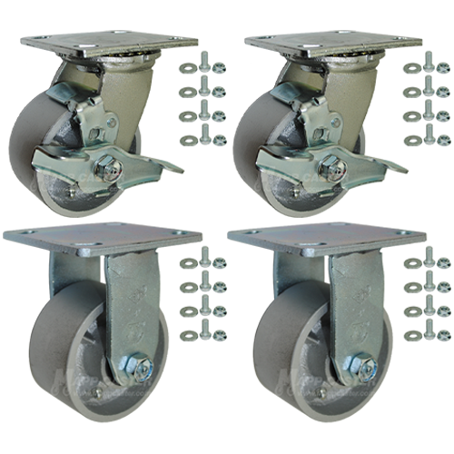 4" x 2"  Heavy Duty Steel Toolbox & Gangbox Casters, 3600 lbs Total Capacity