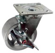 5" x 2" Cast Iron Swivel Caster with top lock brake - 900 lbs Capacity