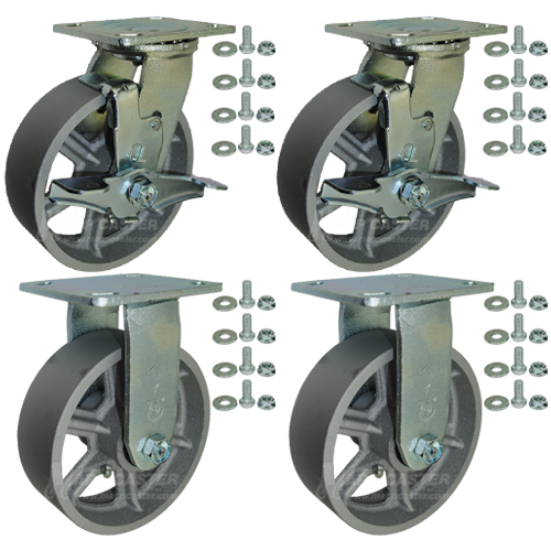 6" x 2"  Heavy Duty Steel Toolbox & Gangbox Casters