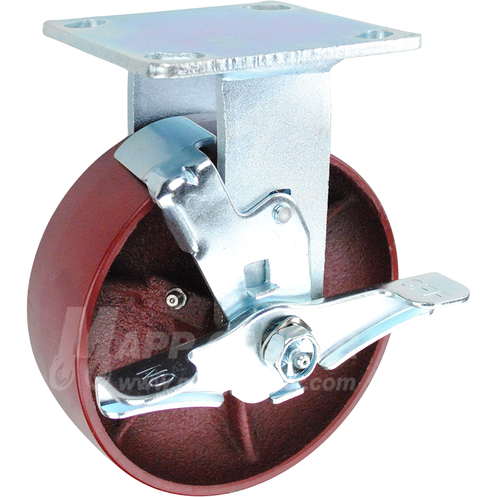 146DUCT620RB 6" x 2" Ductile Steel Wheel Rigid Brake Caster - 1250 Lbs Capacity