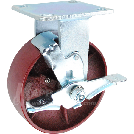 146DUCT620RB 6" x 2" Ductile Steel Wheel Rigid Brake Caster - 1250 Lbs Capacity