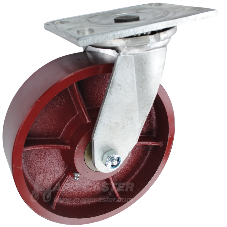 8" x 2-1/2" Ductile Steel Wheel HS Swivel Caster - 2,000 Lbs Capacity