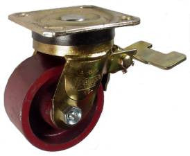 4" x 2" Ductile Steel Wheel AS Swivel Caster with Total Lock Brake - 1200 Lbs Capacity