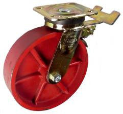 8" x 2" Ductile Steel Wheel AS Swivel Caster with Total Lock Brake - 1250 Lbs Capacity