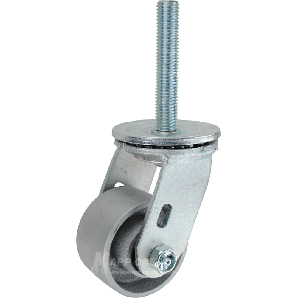 3-1/4 x 2 semi-steel cast iron swivel caster with 3/4-10 x 4 threaded stem. Heavy-duty, high-capacity, impact-resistant wheel for industrial applications.