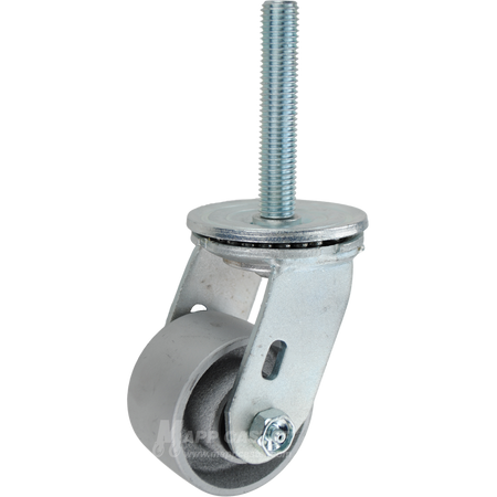 3-1/4 x 2 semi-steel cast iron swivel caster with 3/4-10 x 4 threaded stem. Heavy-duty, high-capacity, impact-resistant wheel for industrial applications.