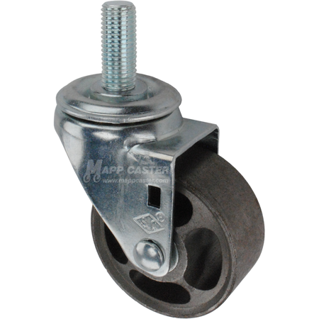Metal caster wheel with metric threaded stem