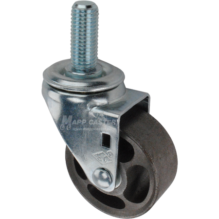 Metal caster wheel with threaded stem