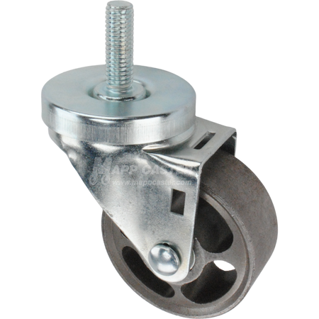 Metal caster wheel with threaded stem