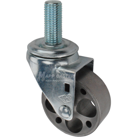 Metal caster wheel with a metric threaded stem