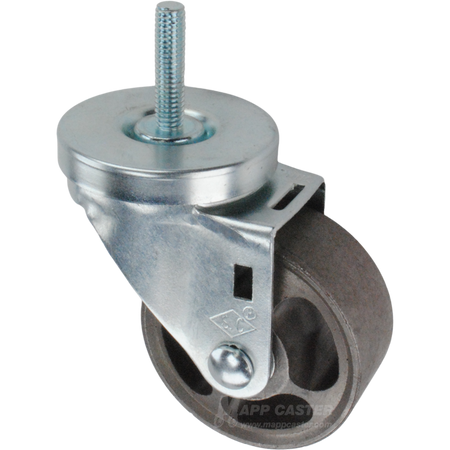 Metal caster wheel with threaded stem