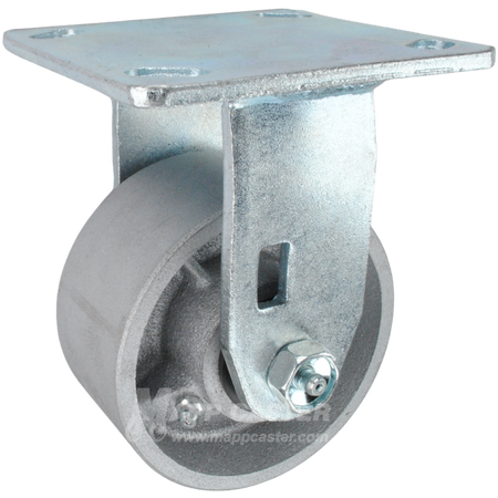 4" x 2" Cast Iron Wheel KPL Rigid Caster - 900 Lbs Capacity SIDE VIEW 