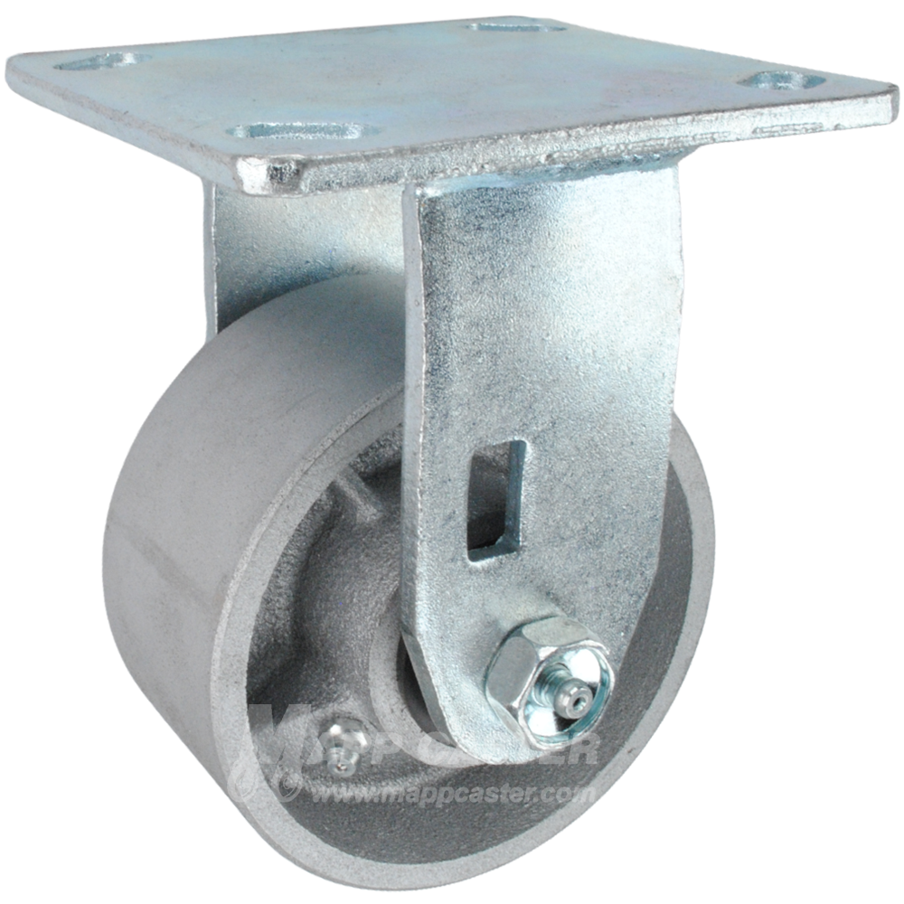 4" x 2" Cast Iron Wheel KPL Rigid Caster - 900 Lbs Capacity SIDE VIEW 