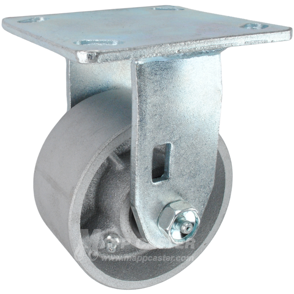 4" x 2" Cast Iron Wheel KPL Rigid Caster - 900 Lbs Capacity SIDE VIEW 