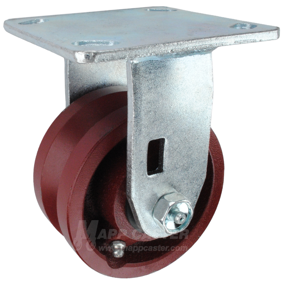 4" x 2" Ductile Steel V-Groove Wheel KPL Rigid Caster - 1500 Lbs Capacity SIDE VIEW 