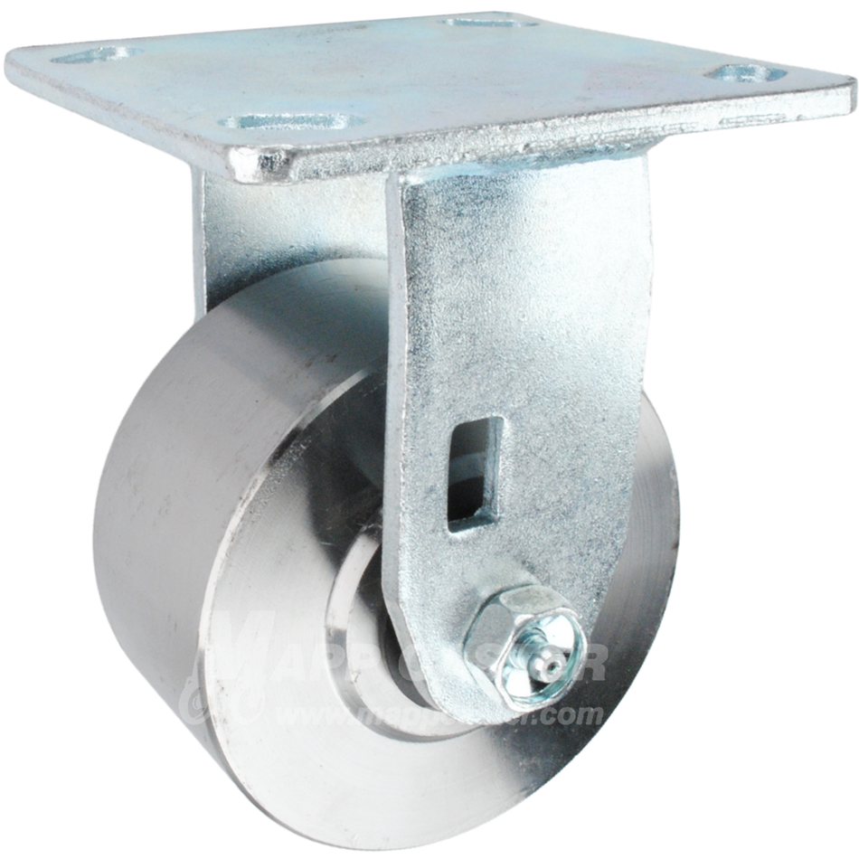 4" x 2" Forged Steel Wheel KPL Rigid Caster - 2000 Lbs Capacity SIDE VIEW