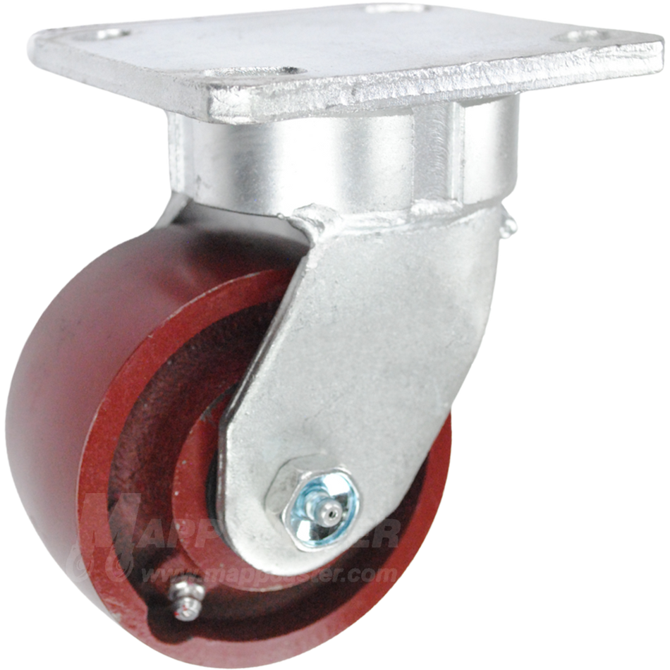 4" x 2" Red Ductile Steel Wheel Kingpinless Swivel Caster - 1500 Lbs Capacity Heavy Duty