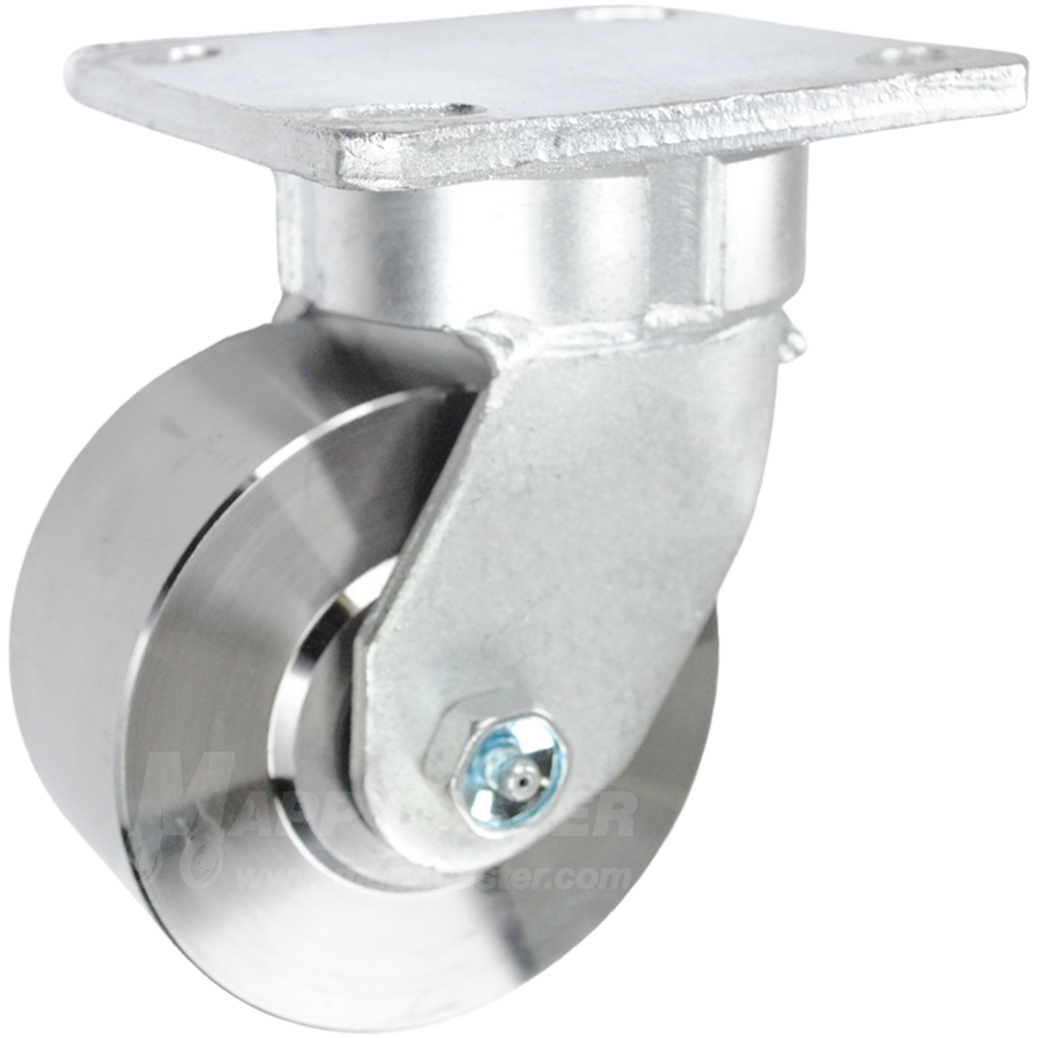 4" x 2" Silver Forged Steel Wheel Kingpinless Swivel Caster - 2000 Lbs Capacity Heavy Duty