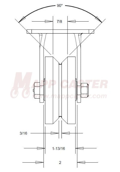 4" x 2" Forged Steel V-Groove Wheel Kingpinless Rigid Brake Caster - 2000 Lbs Capacity