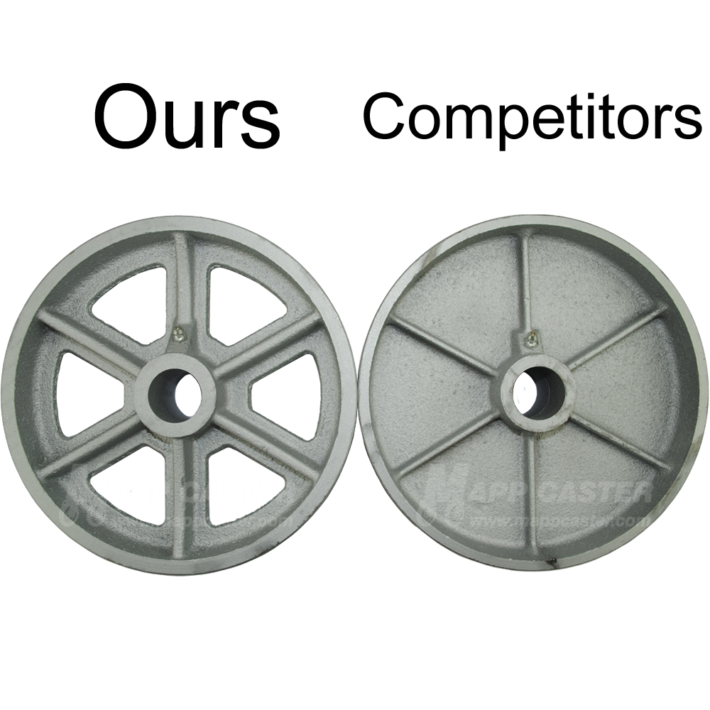 5" x 2" Cast Iron Wheel Rigid Brake Caster - 1,200 Lbs Capacity 146CIRB520RB COMPARISON
