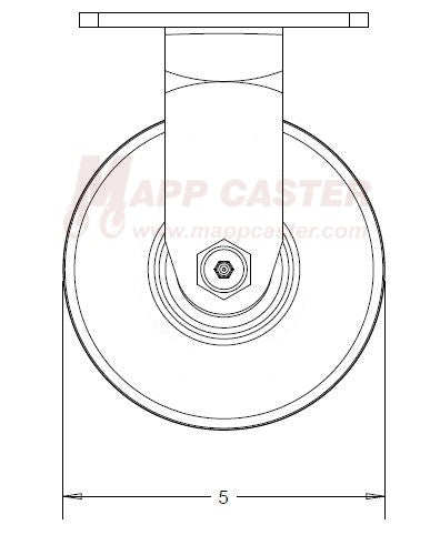 5" x 2" Cast Iron Wheel Rigid Caster - 1,200 Lbs Capacity 146cirb520R SIDE VIEW