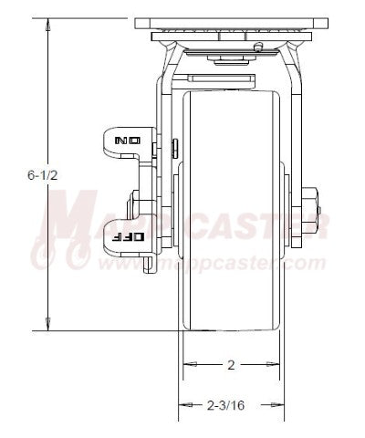 5" x 2" Cast Iron Wheel Swivel Brake Caster - 1,200 Lbs Capacity 146CIRB520SB FRONT VIEW 