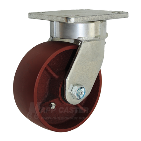 5" x 2" Ductile Steel Wheel Kingpinless Swivel Caster - 1,500 Lbs Capacity Heavy Duty
