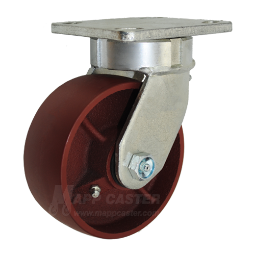 5" x 2" Ductile Steel Wheel Kingpinless Swivel Caster - 1,500 Lbs Capacity Heavy Duty