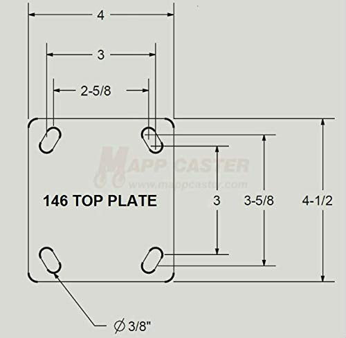 5" x 2" Ductile Steel Wheel Rigid Brake Caster - 1250 Lbs Capacity 146DUCT520RB TOP PLATE 