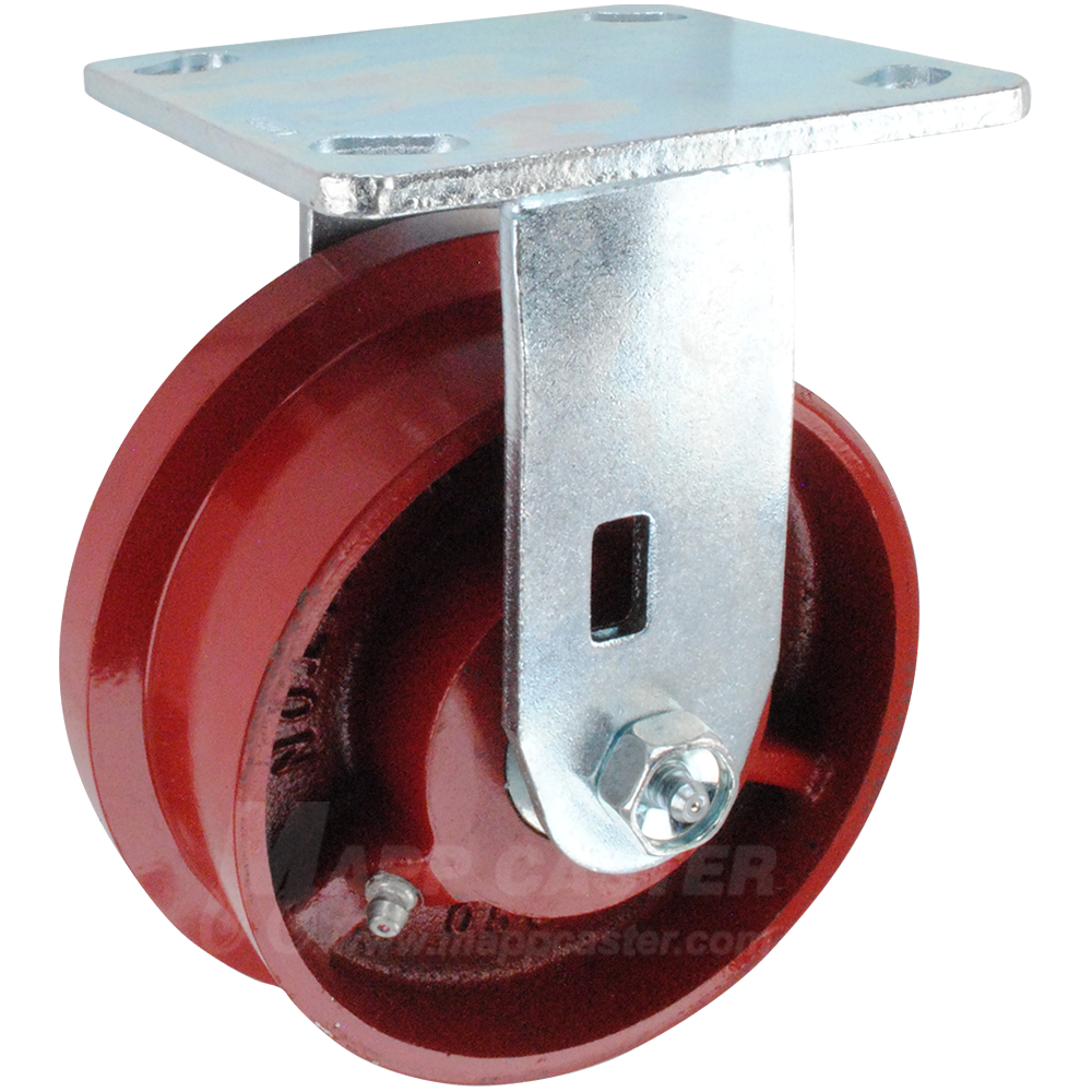 5" x 2" Flanged Cast Iron Wheel Kingpinless Rigid Caster - 1,500 Lbs Capacity Heavy Duty