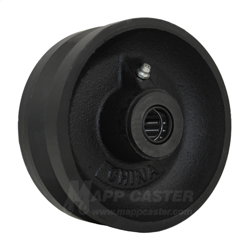 5" x 2" V-Groove Cast Iron Wheel with Bearings - Part # LVG520