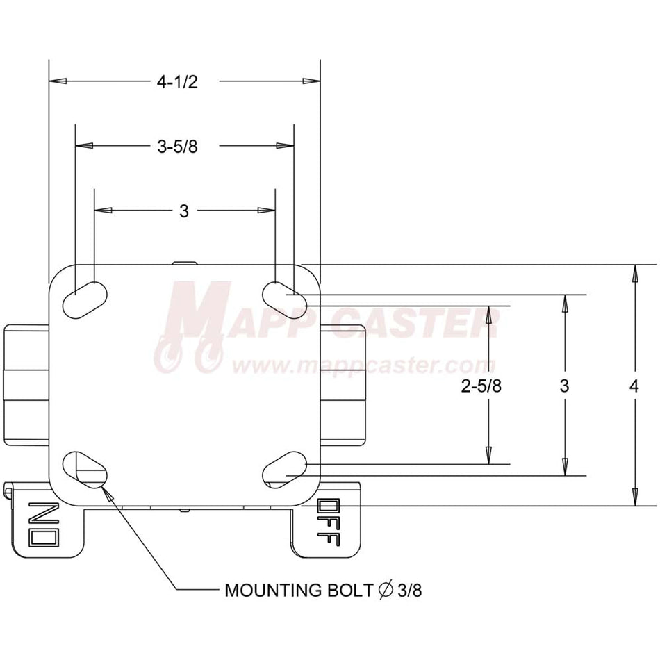 146RND620RB 6" x 2" Balloon Cushion Wheel Rigid Brake Caster - 650 Lbs Capacity Top View