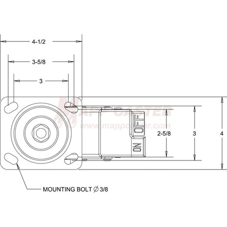 146RND620SBTL 6" x 2" Balloon Cushion Wheel Swivel Caster with Total Locking Brake - 650 Lbs Capacity Top View