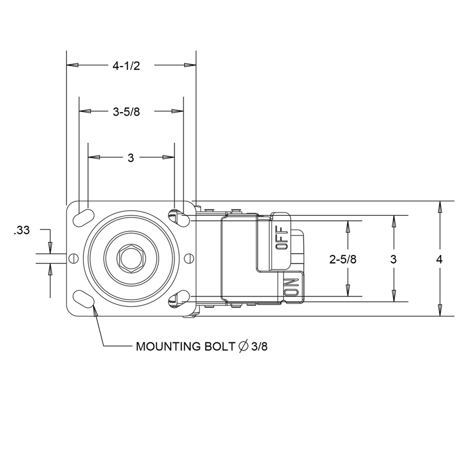 8" x 2" Ductile Steel Wheel Swivel Caster w/ Total Lock Brake - 1,250 Lbs Capacity