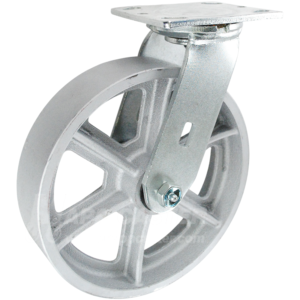 8" x 2" Cast Iron Wheel Swivel Caster - 1,250 Lbs Capacity HEAVY DUTY
