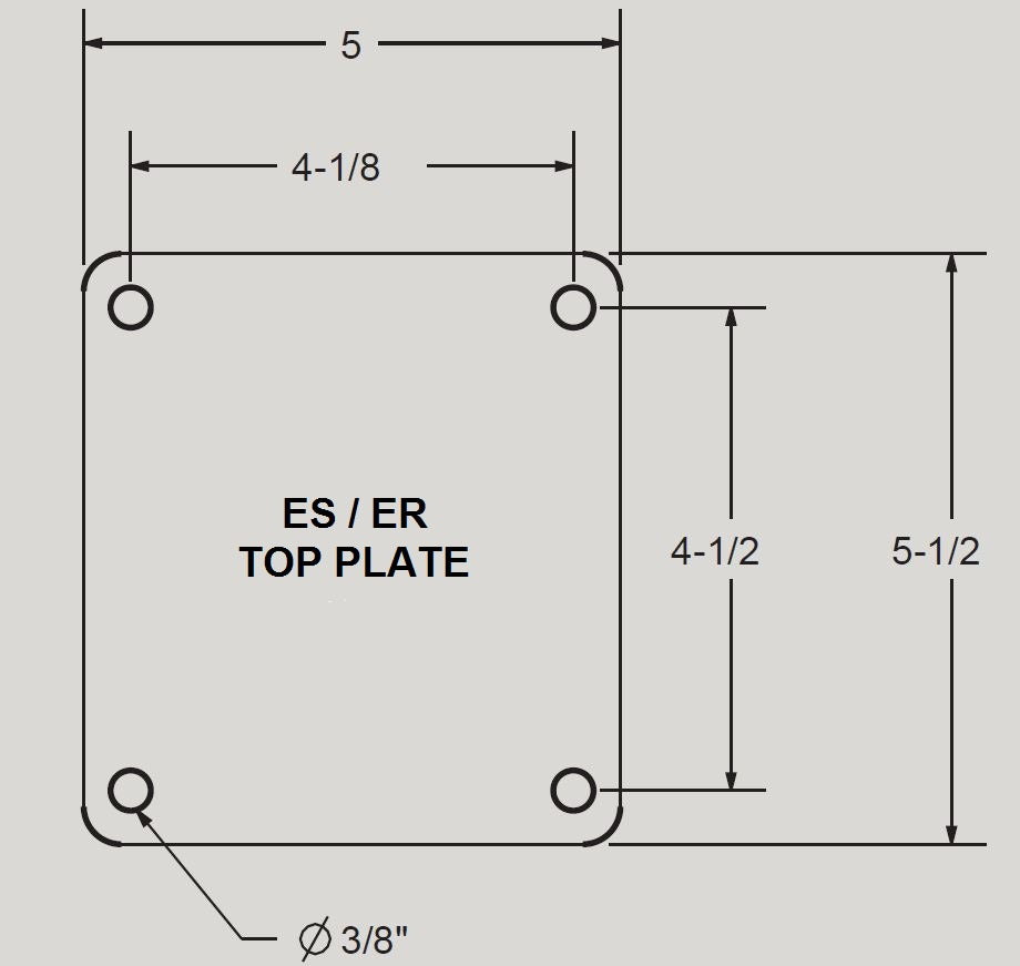 5" x 2" Ductile Steel Wheel Rigid Caster with 5" x 5-1/2" Top Plate - 1500 Lbs Capacity