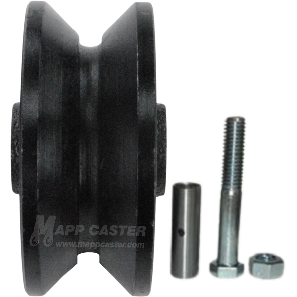3" x 1-1/4" Interior Barn Door Cast Iron V-Groove Wheel Kit - 350 Lbs Capacity
