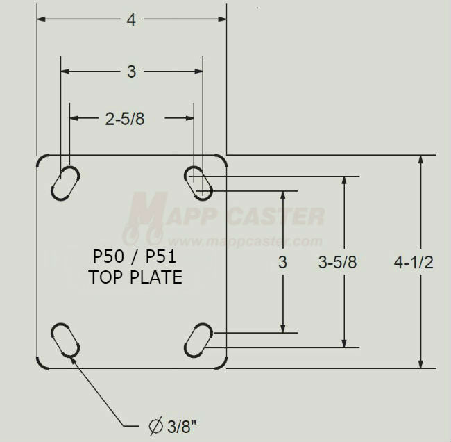 4" x 2" Forged Steel Wheel Kingpinless Rigid Brake Caster - 2,000 Lbs Capacity