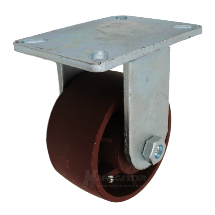 6" x 3" Ductile Steel Rigid Caster - 5400 lbs Capacity