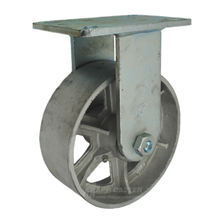 8" x 3" Cast Iron Wheel Rigid Caster -2500 lbs Capacity 