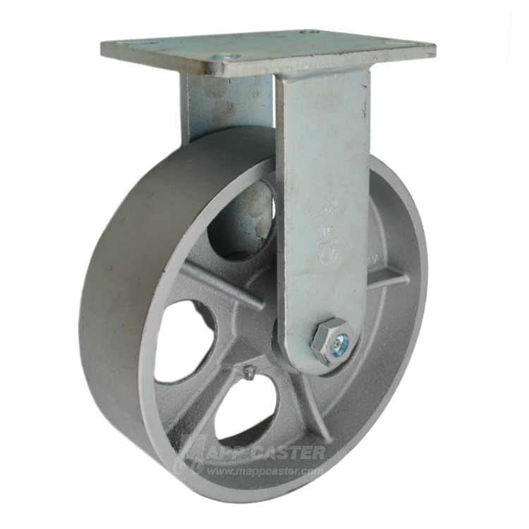 10" x 3" Cast Iron Wheel Rigid Caster - 2500 lbs Capacity 