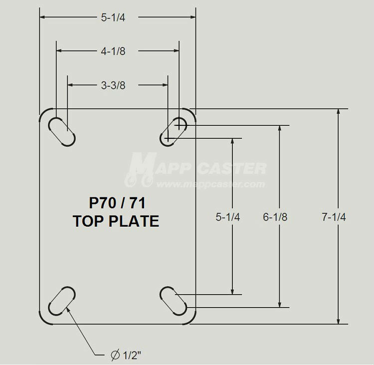 6" x 3" Ductile Steel Wheel Rigid P70 Caster - 5,400 Lbs Capacity