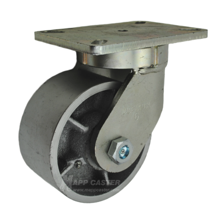 6" x 3" Cast Iron Wheel Swivel Caster - Part # P7106301121