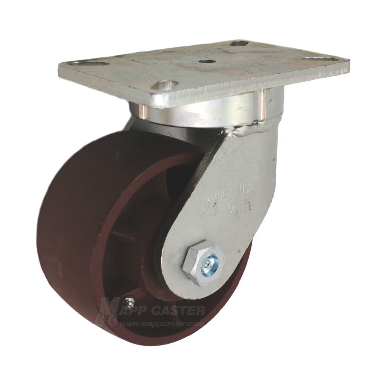 6" x 3" Ductile Steel Wheel Swivel Caster - Part # P7106301111