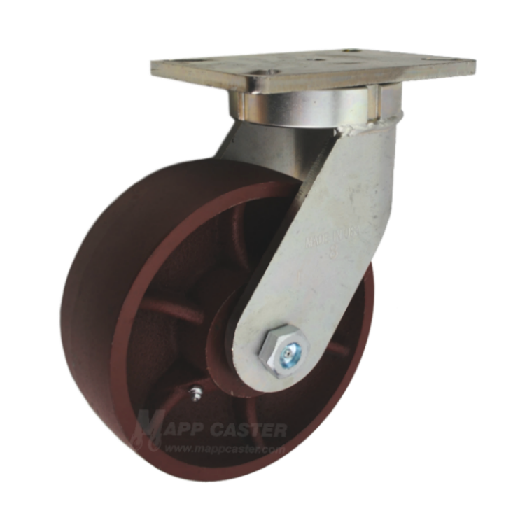 P7108301101 - 8" x 3" Ductile Steel Wheel Swivel Caster