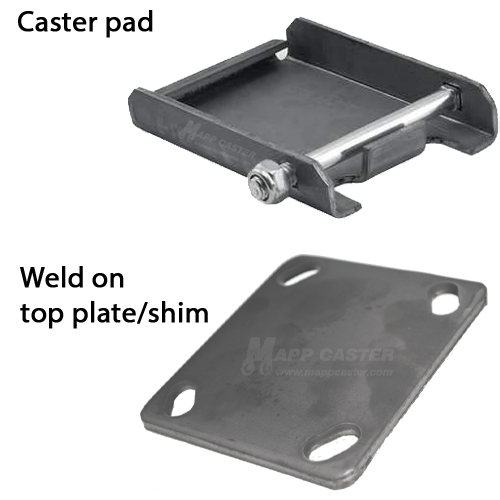 4" x 2" Cast lron V-Groove Wheel Rigid Brake Caster - 600 Lbs  Capacity CASTER PAD 