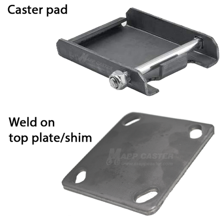 4" x 2" Cast lron V-Groove Wheel Rigid Brake Caster - 600 Lbs  Capacity CASTER PAD 