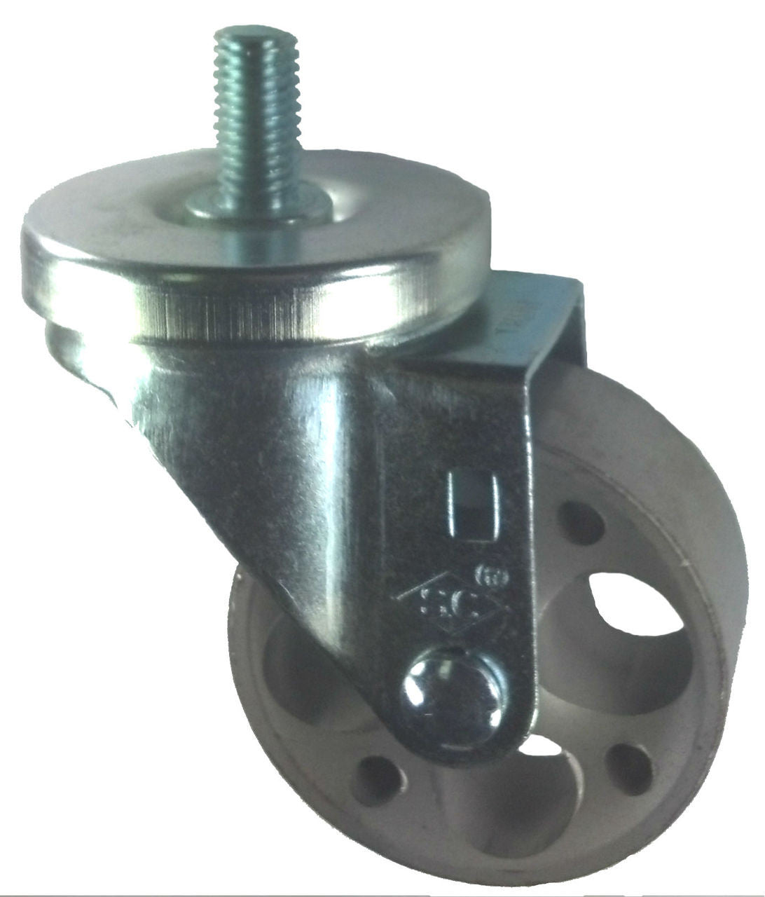 3" x 1-1/4" Steel Wheel Caster with 1/2" Threaded Stem (1" Length) - 300 Lbs Cap.