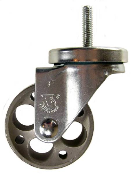 3" x 1-1/4" Semi-Steel Wheel Swivel Caster with 3/8" Threaded Stem - 250 Lbs Capacity