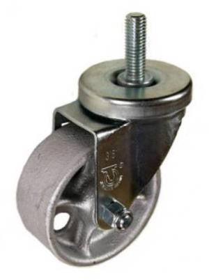 3-1/2" x 1-1/4" Steel Wheel Swivel Caster, 1/2"-13 x 1-1/2" Threaded Stem - 350 lbs Capacity